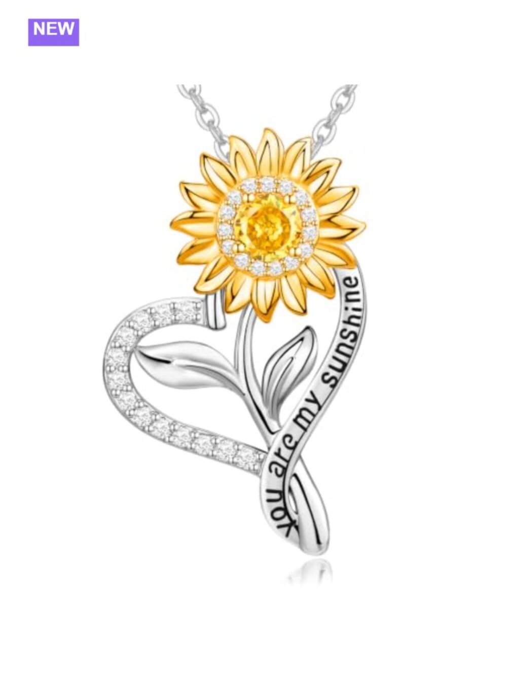18K Gold Plated Sunflower Pendant Necklace 925 Sterling Silver